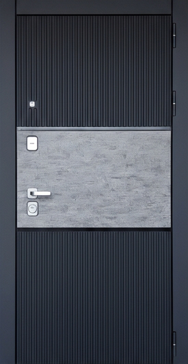 Квартирная дверь с отделкой МДФ антрацит со вставкой ПВХ